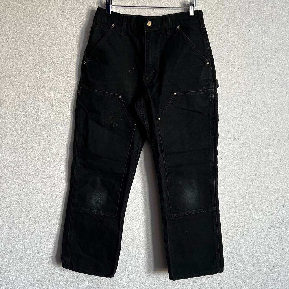 Carhartt B01 BLK faded black double knee work wear carpenter pants